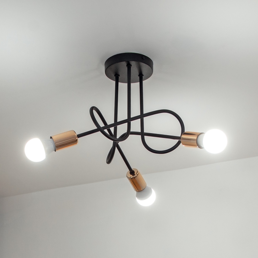 Lampadario a LED da incasso OXFORD 3xE27/15W/230V Nero