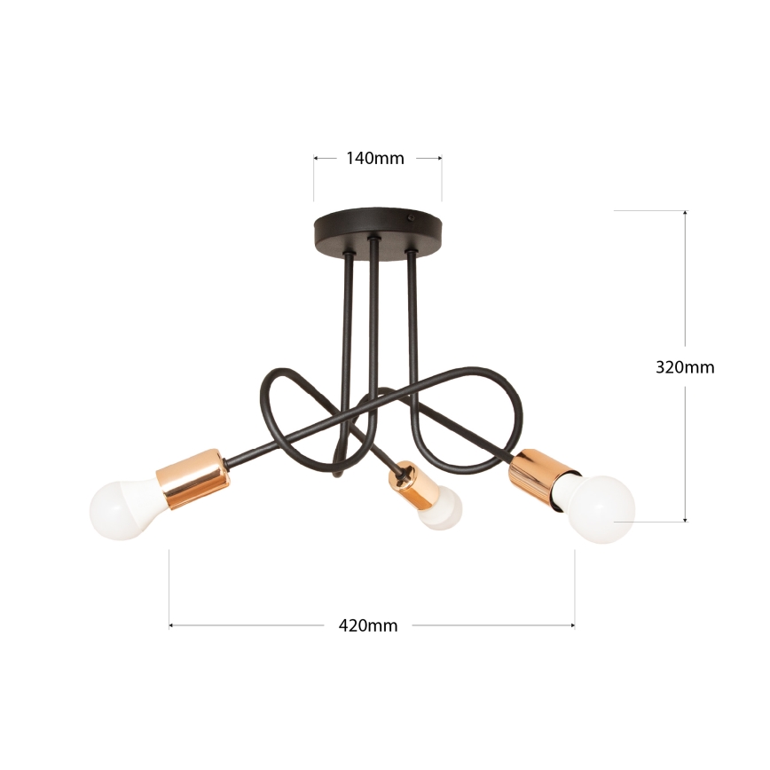 Lampadario a LED da incasso OXFORD 3xE27/15W/230V Nero
