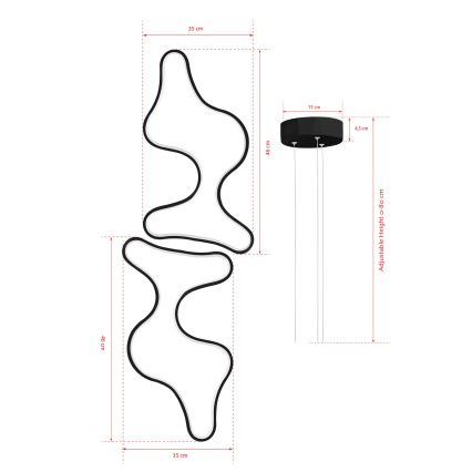 Lampadario a LED sospeso DUPLE ARTISAN LED/80W/230V 6500K nero