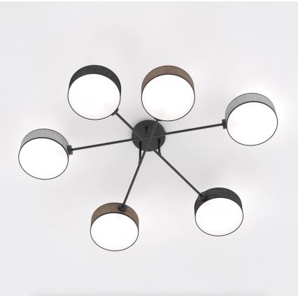 Lampadario a montaggio superficiale MAGA 6xE14/10W/230V nero/marrone/grigio