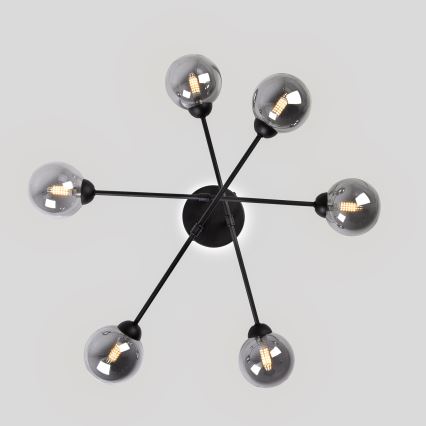Lampadario a montaggio superficiale OBSIDIAN 6xG9/10W/230V nero/grigio fumé