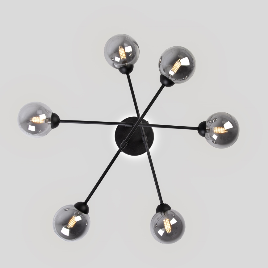 Lampadario a montaggio superficiale OBSIDIAN 6xG9/10W/230V nero/grigio fumé