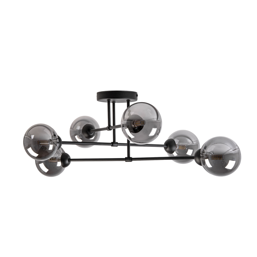 Lampadario a montaggio superficiale OBSIDIAN 6xG9/10W/230V nero/grigio fumé