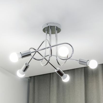 Lampadario a montaggio superficiale OXFORD 5xE27/15W/230V cromo lucido