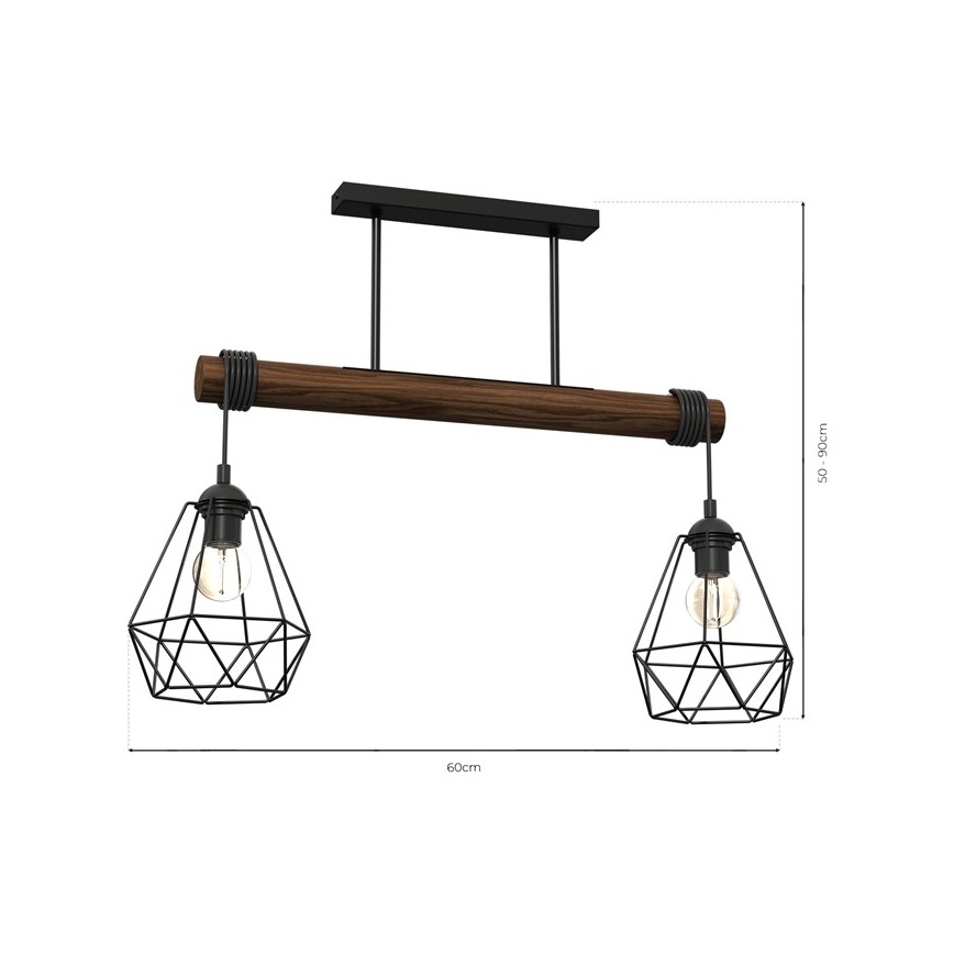 Lampadario a plafone ACERO 2xE27/60W/230V