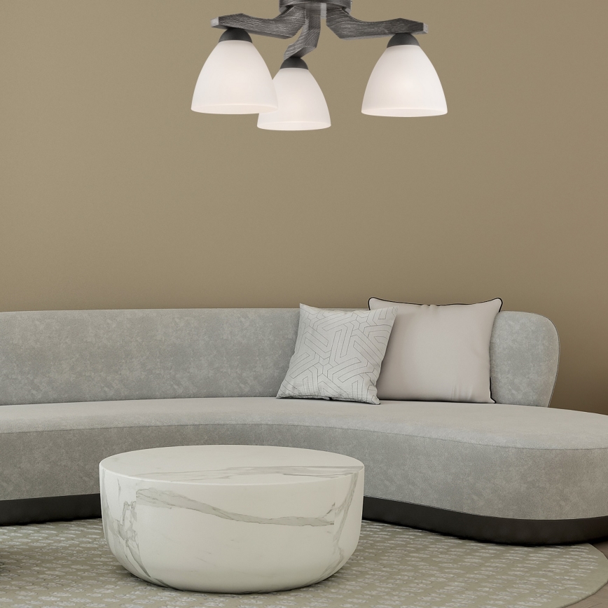 Lampadario a plafone ADRIANO 3xE27/60W/230V faggio