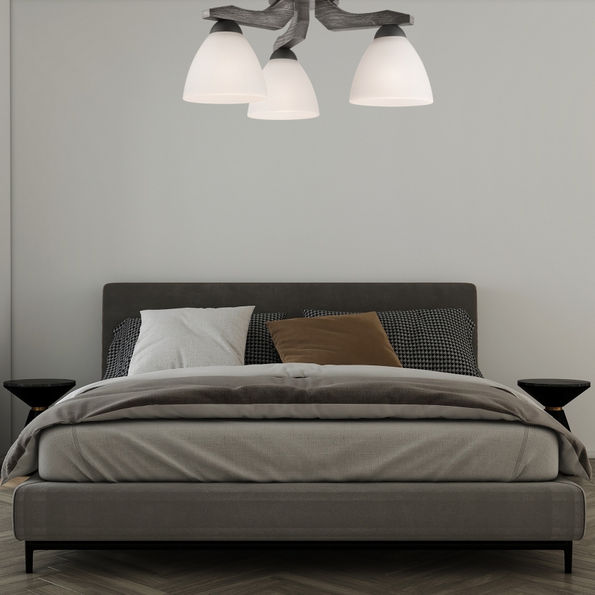 Lampadario a plafone ADRIANO 3xE27/60W/230V faggio