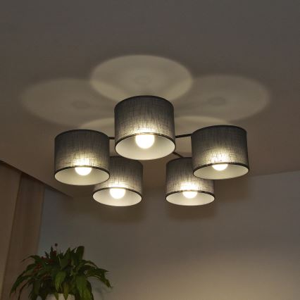 Lampadario a plafone ALBA 5xE27/15W/230V grigio