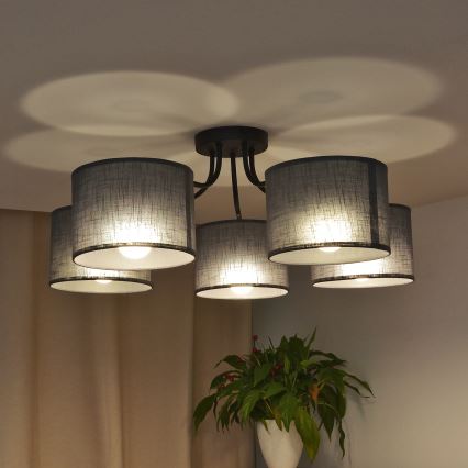 Lampadario a plafone ALBA 5xE27/15W/230V grigio