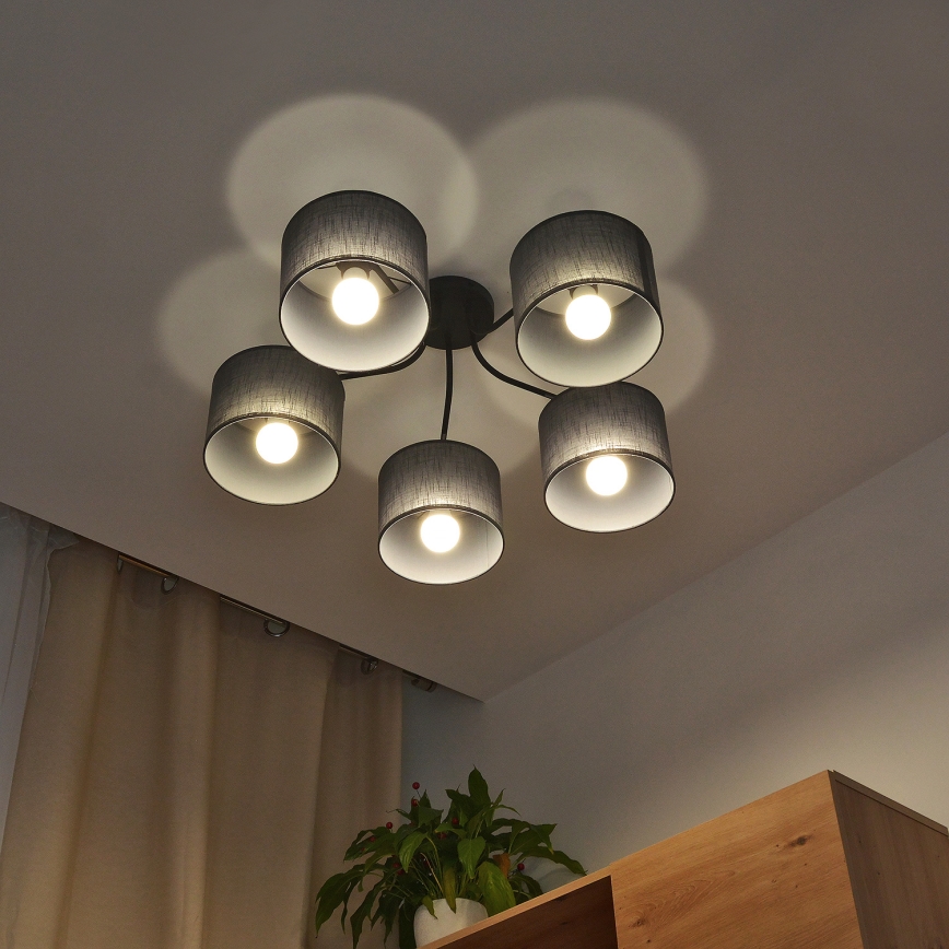 Lampadario a plafone ALBA 5xE27/15W/230V grigio
