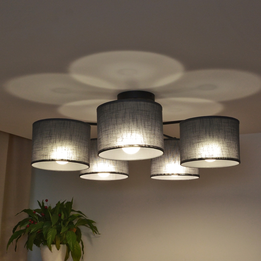 Lampadario a plafone ALBA 5xE27/15W/230V grigio