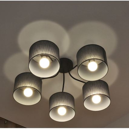 Lampadario a plafone ALBA 5xE27/15W/230V grigio