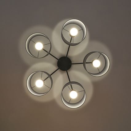 Lampadario a plafone ALBA 5xE27/15W/230V grigio