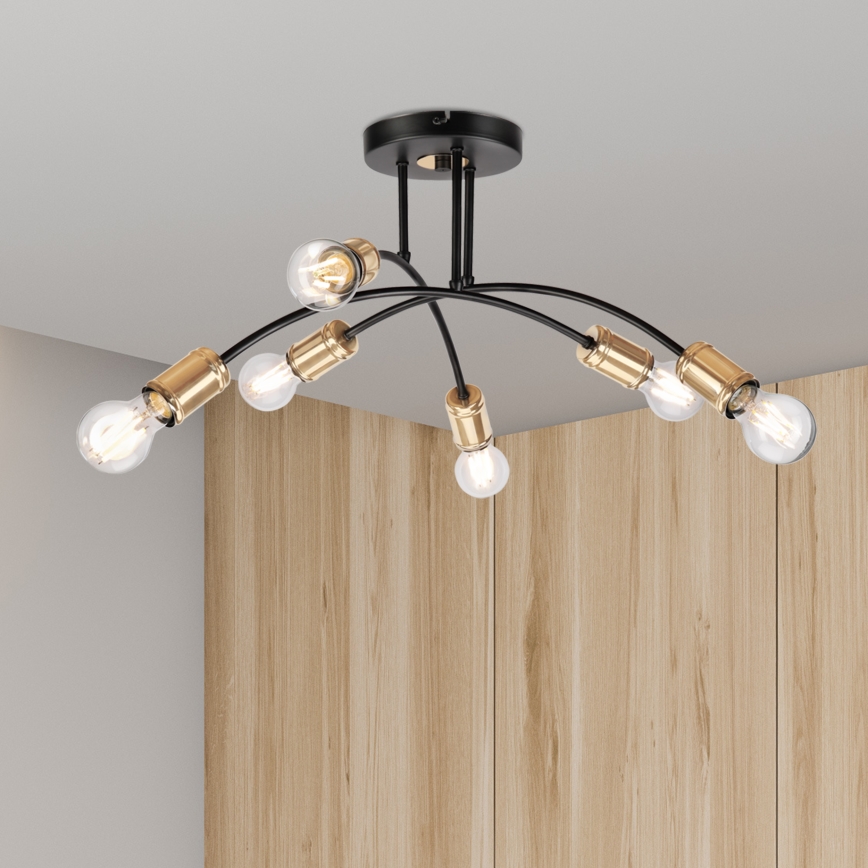 Lampadario a plafone ANYA 6xE27/15W/230V nero/oro