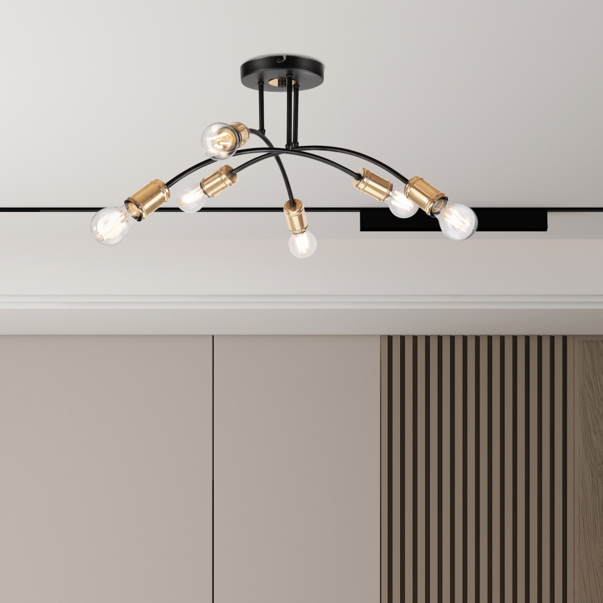 Lampadario a plafone ANYA 6xE27/15W/230V nero/oro
