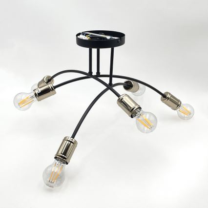 Lampadario a plafone ANYA 6xE27/15W/230V nero/oro
