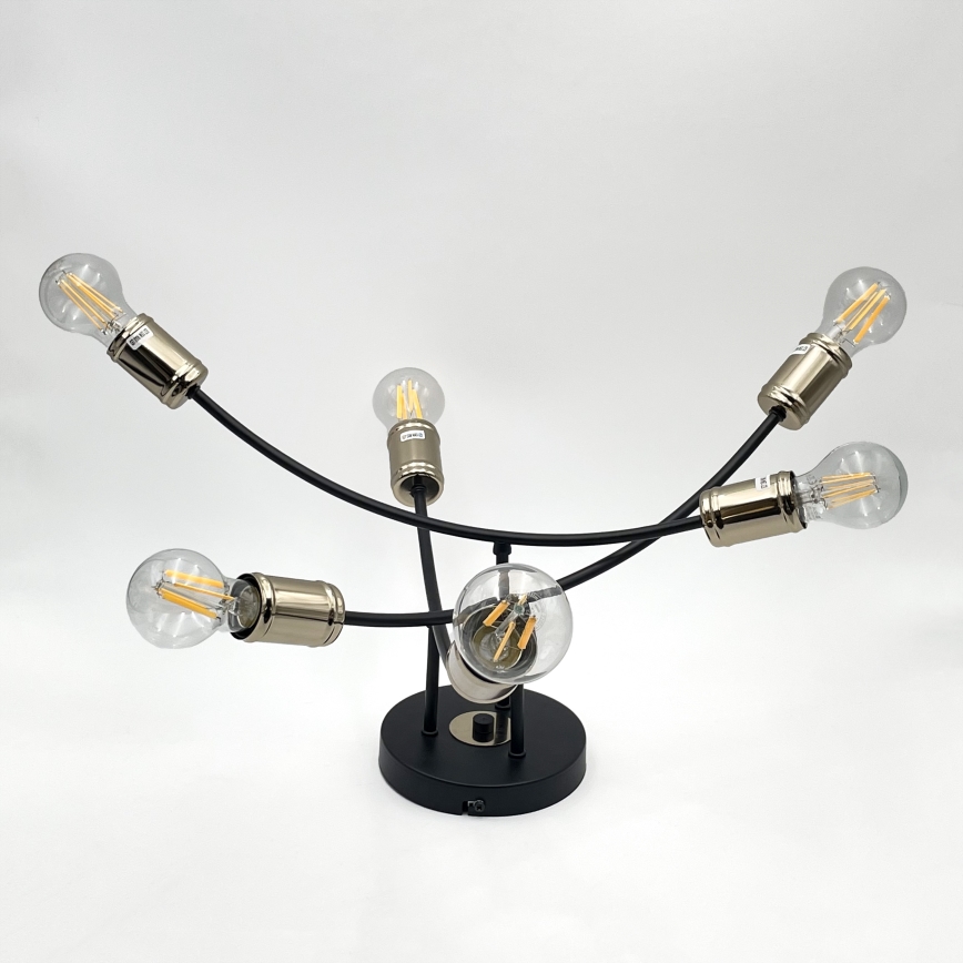 Lampadario a plafone ANYA 6xE27/15W/230V nero/oro