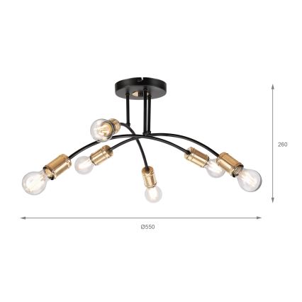 Lampadario a plafone ANYA 6xE27/15W/230V nero/oro