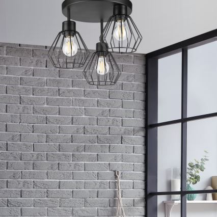 Lampadario a plafone AUDREY 3xE27/60W/230V nero