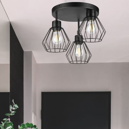 Lampadario a plafone AUDREY 3xE27/60W/230V nero