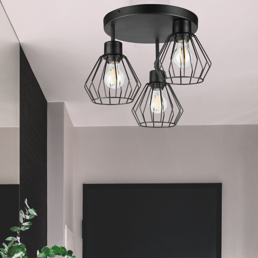 Lampadario a plafone AUDREY 3xE27/60W/230V nero