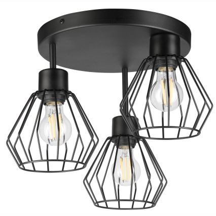 Lampadario a plafone AUDREY 3xE27/60W/230V nero