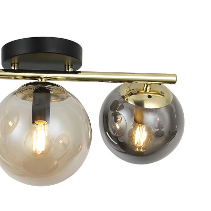 Lampadario a plafone AURIS 3xE14/15W/230V dorato/nero fumé/beige