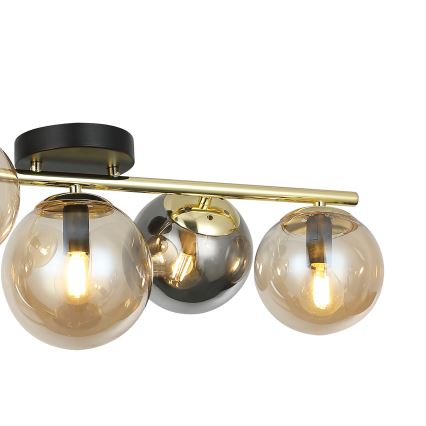 Lampadario a plafone AURIS 5xE14/15W/230V oro/nero fumé/beige