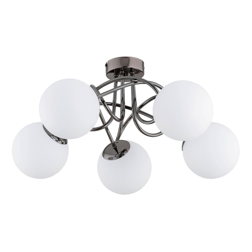 Lampadario a plafone BANKO 5xE14/10W/230V nero cromo lucido