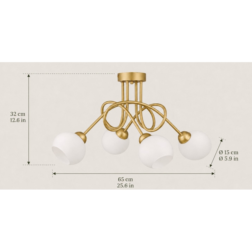 Lampadario a plafone BAROC 4xE14/40W/230V dorato