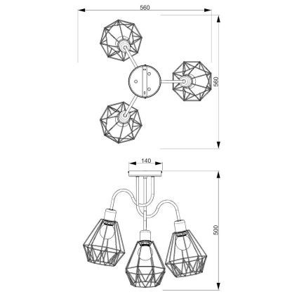 Lampadario a plafone BERGEN 3xE27/60W/230V