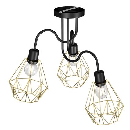 Lampadario a plafone BERGEN 3xE27/60W/230V nero/oro