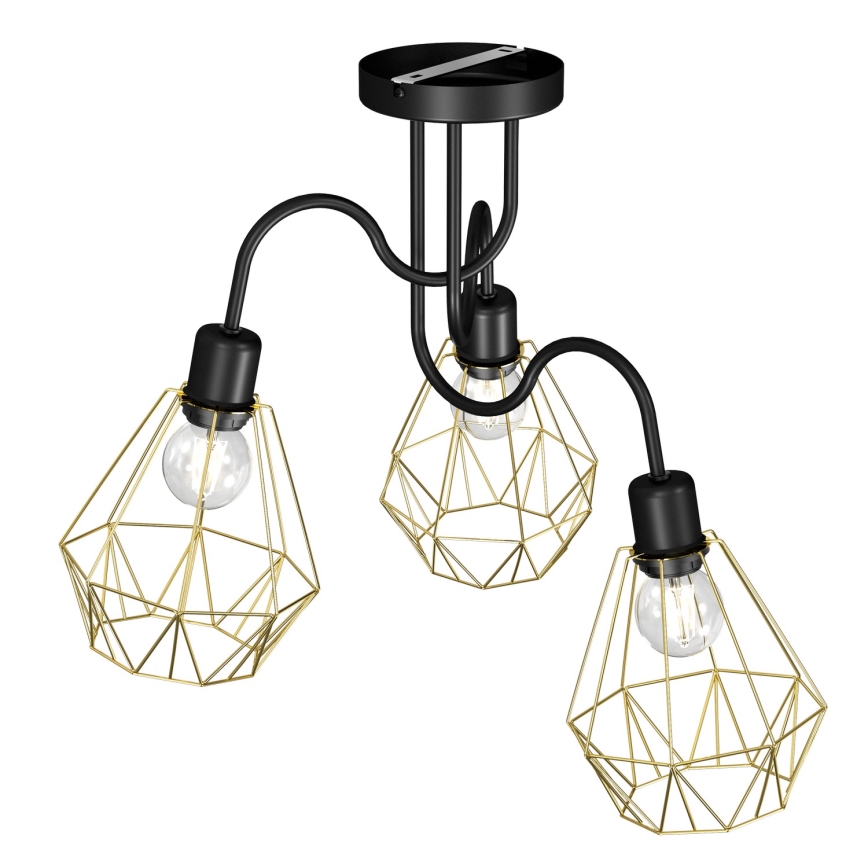 Lampadario a plafone BERGEN 3xE27/60W/230V nero/oro