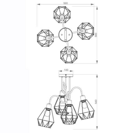 Lampadario a plafone BERGEN 4xE27/60W/230V