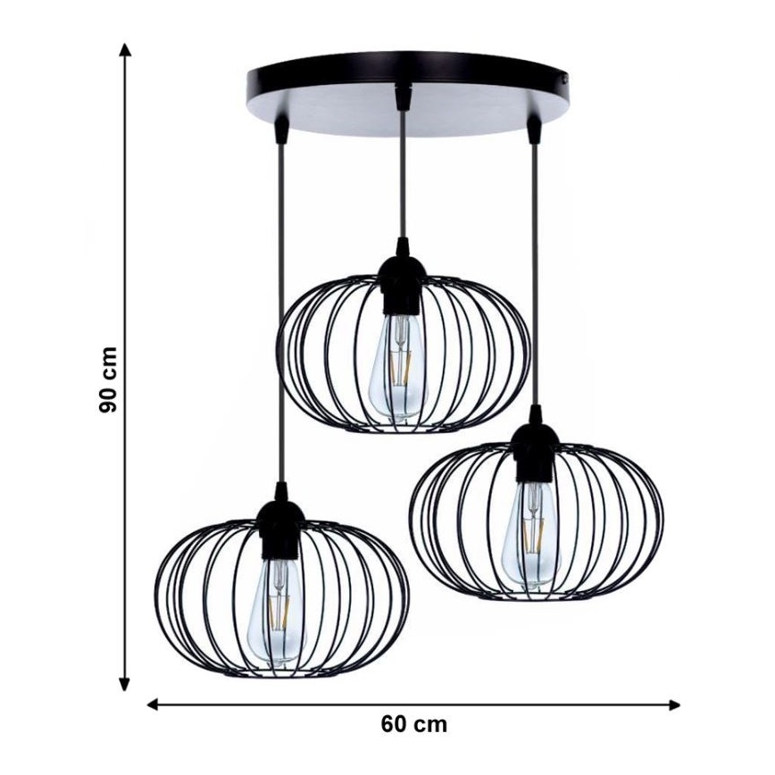 Lampadario a plafone BOCCA 3xE27/60W/230V