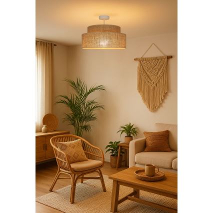 Lampadario a plafone BOHO 1xE27/60W/230V beige