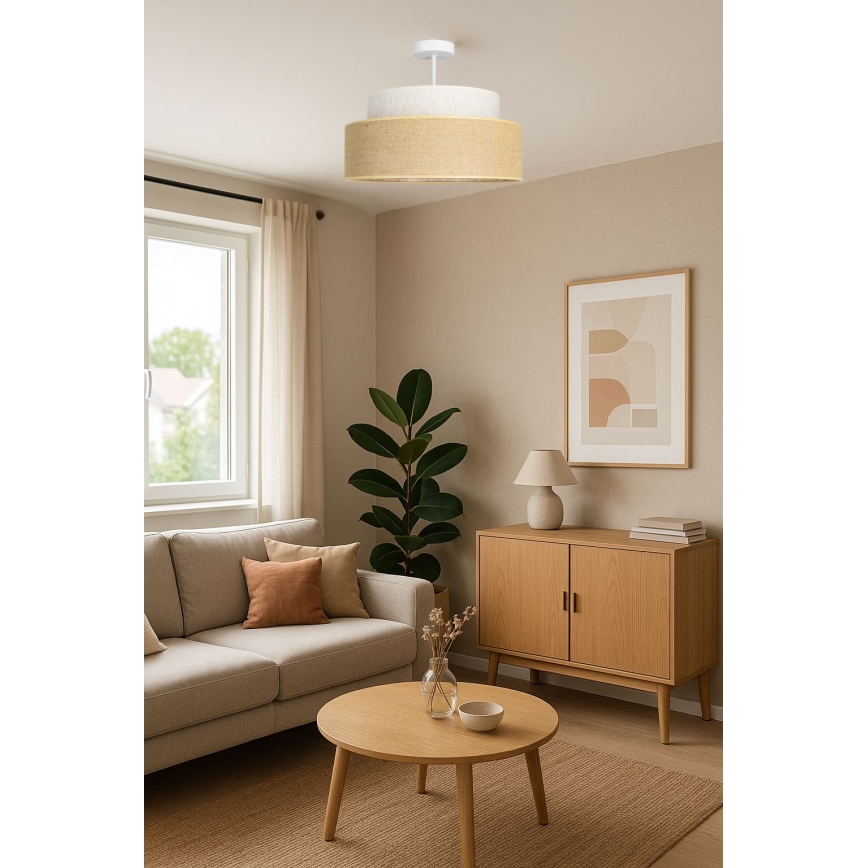 Lampadario a plafone BOHO 1xE27/60W/230V bianco/beige