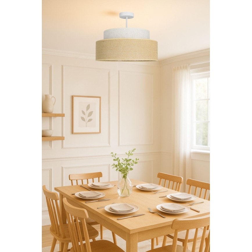 Lampadario a plafone BOHO 1xE27/60W/230V bianco/beige