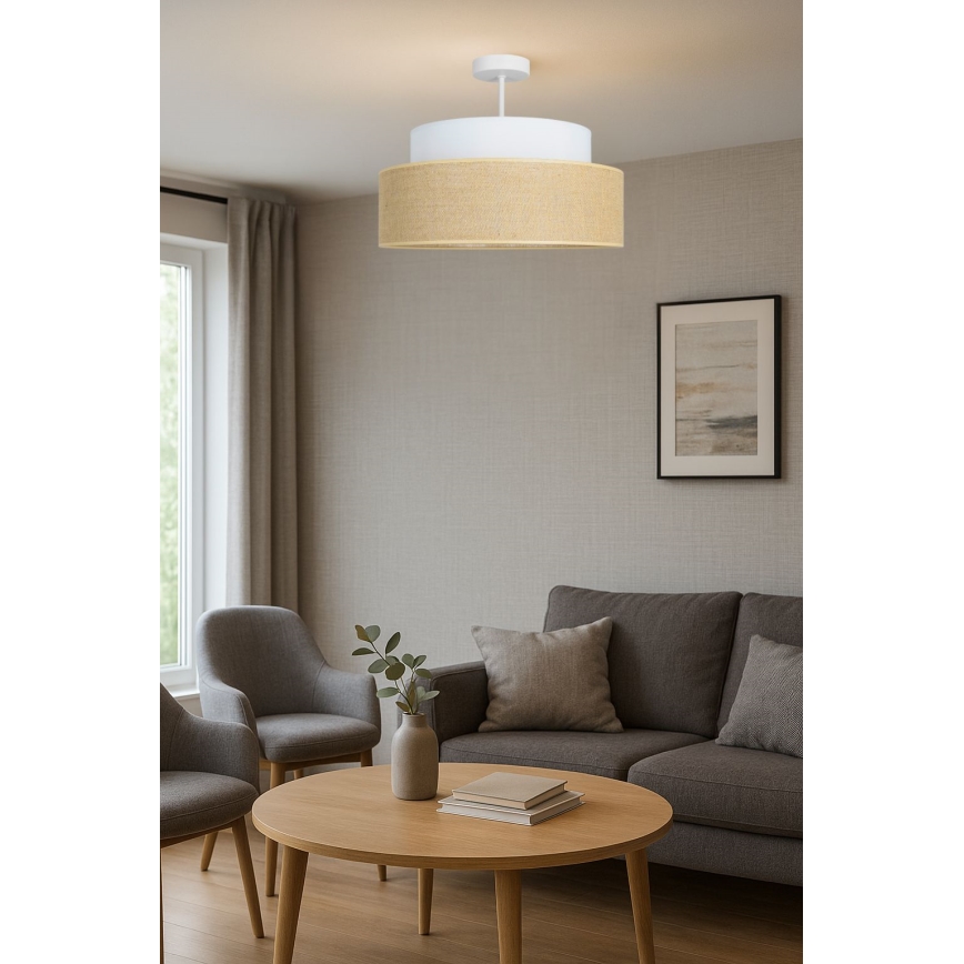 Lampadario a plafone BOHO 1xE27/60W/230V bianco/beige