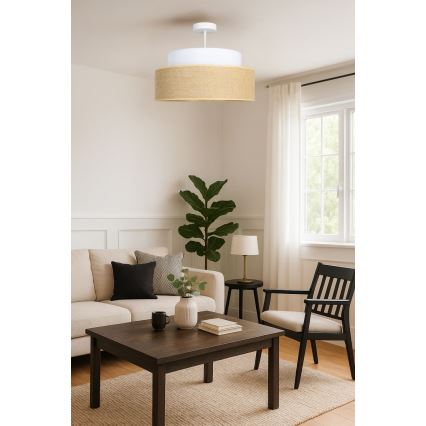 Lampadario a plafone BOHO 1xE27/60W/230V bianco/beige