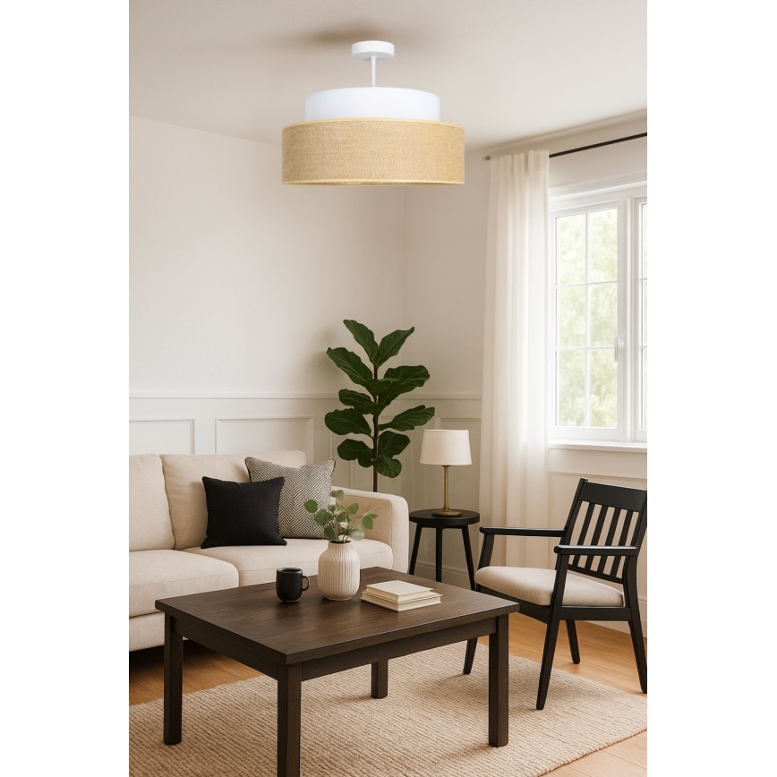Lampadario a plafone BOHO 1xE27/60W/230V bianco/beige