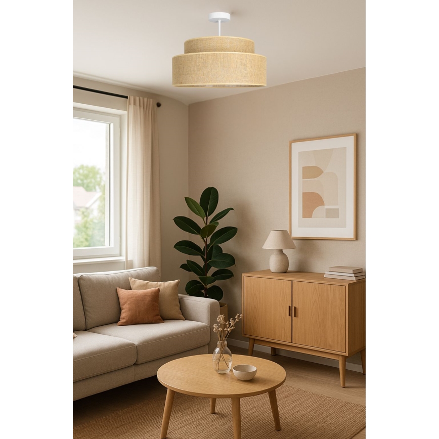 Lampadario a plafone BOHO 1xE27/60W/230V diametro 40 cm beige