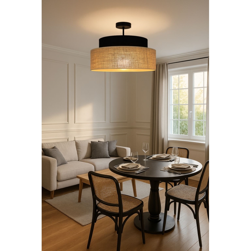 Lampadario a plafone BOHO 1xE27/60W/230V nero/beige