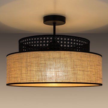 Lampadario a plafone BOHO 1xE27/60W/230V nero/rattan