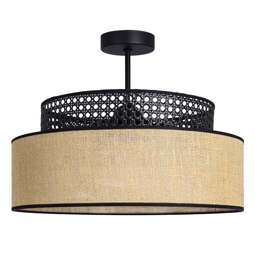 Lampadario a plafone BOHO 1xE27/60W/230V nero/rattan