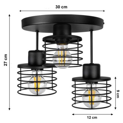 Lampadario a plafone BONOX 3xE27/60W/230V