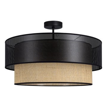 Lampadario a plafone BORHO 1xE27/60W/230V Ø 50 cm nero/iuta