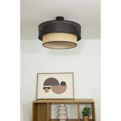 Lampadario a plafone BORHO 1xE27/60W/230V Ø 50 cm nero/iuta