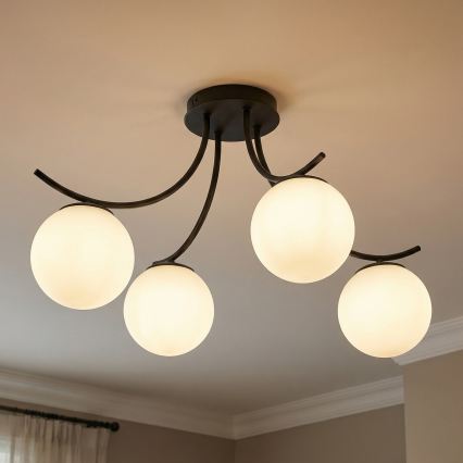 Lampadario a plafone BOSTON 4xE14/10W/230V nero