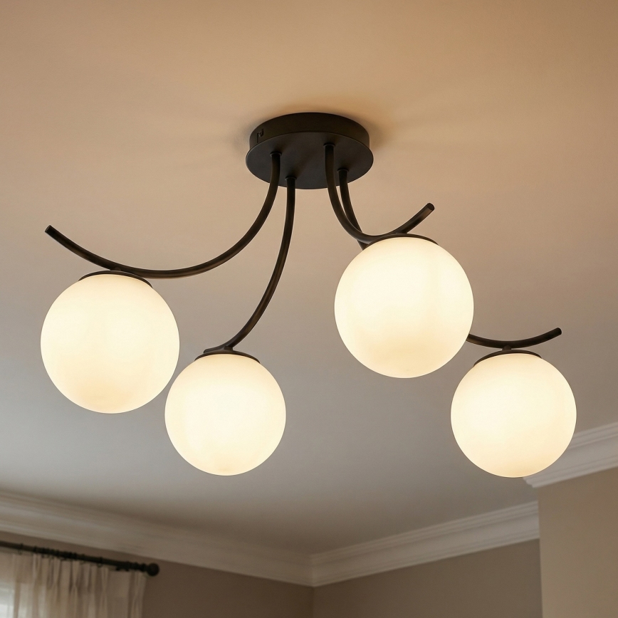 Lampadario a plafone BOSTON 4xE14/10W/230V nero
